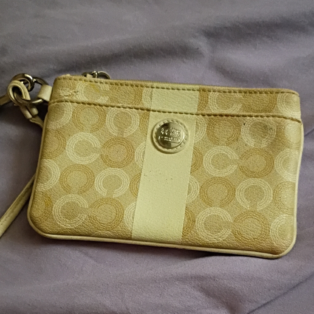 Coach Beige and Cream Wristlet